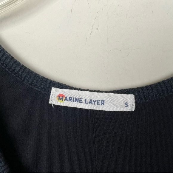 Marine Layer Lexi Ribbed Midi Dress Black S - Picture 4 of 8